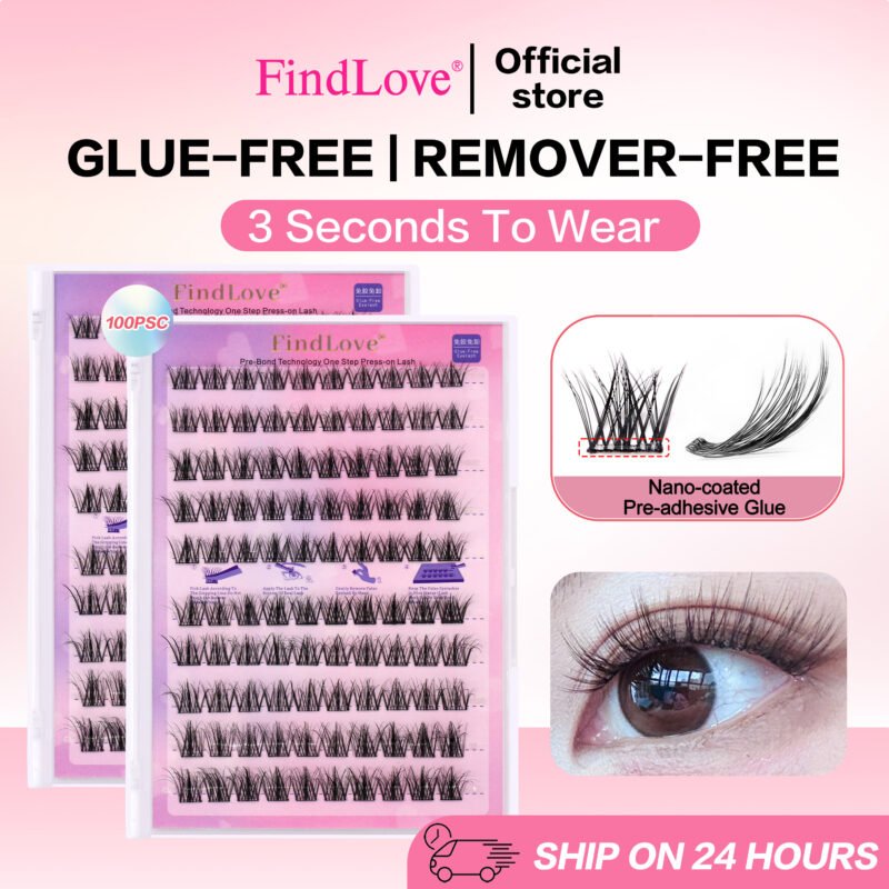 5D Fluffy Self-adhesive Lashes Pre-Bond Technology  No Glue Needed  Eyelash  1-Step Press On  Lashes  Reusable  Long Lasting Glue Free Lashes 
