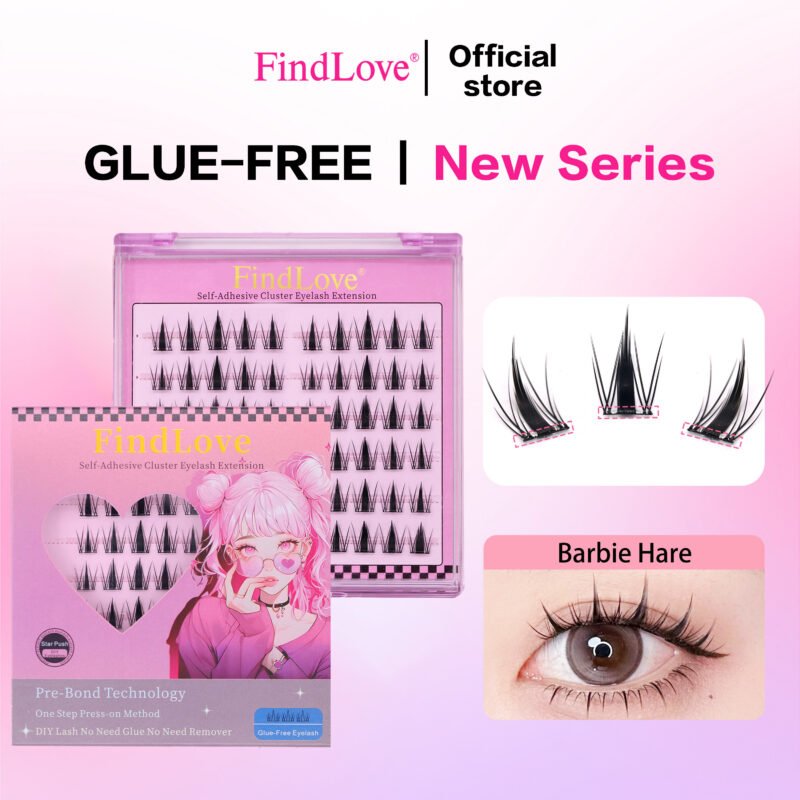 Barbie Hare Press-on Lash Wispy Self-adhesive Eyelash Pre-Bond Technology  Invisible Band Anime Eyelash Reusable Natural  Long Lasting Segment Cluster Glue Free Spiky Doll Lash