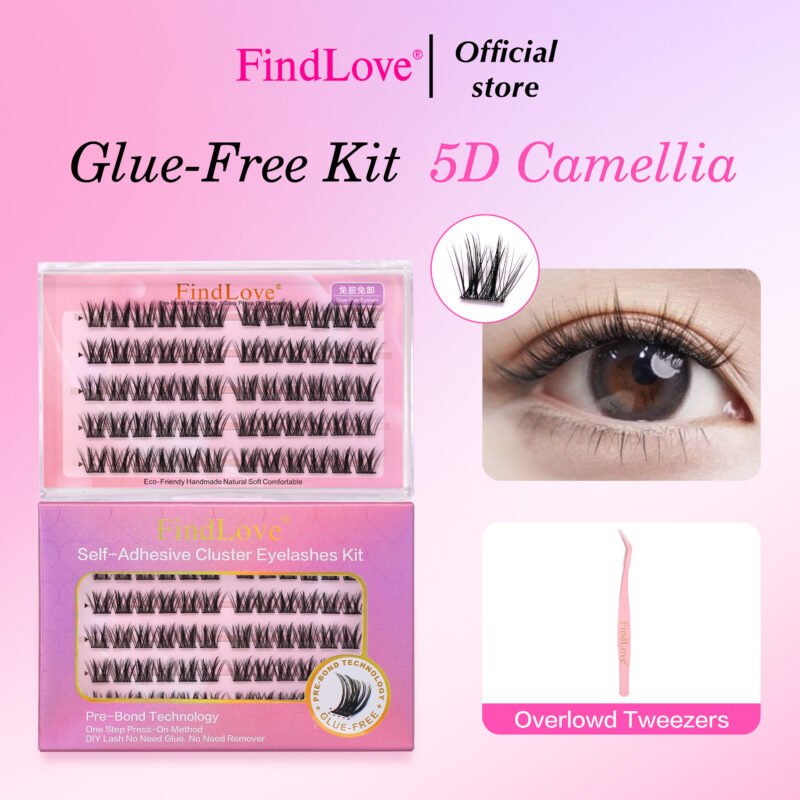5D Camellia Self-adhesive Eyelash Pre-Bond Technology No Glue Needed Press On Lash Long Lasting Reusable Glue Free Lash Extension