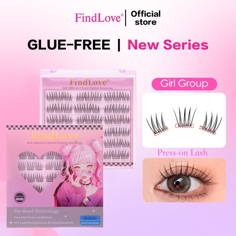 Girl Group Self-adhesive Lash Pre-bond Technology Glue Free Eyelashes Invisible Band Spiky&Wispy Natural Soft Reusable Cluster Self-adhesive Eyelash