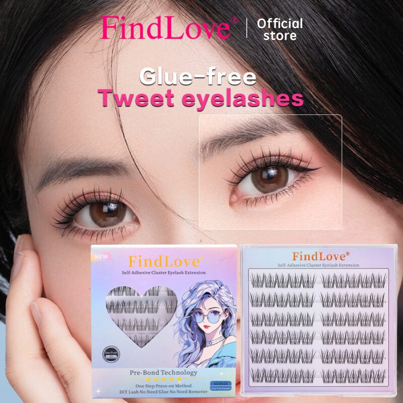 Tweet Press-on Lash Pre-bond Technology Glue Free DIY Eyelash Invisible Band Spiky&Wispy Natural Soft Reusable Cluster Self-adhesive Lash