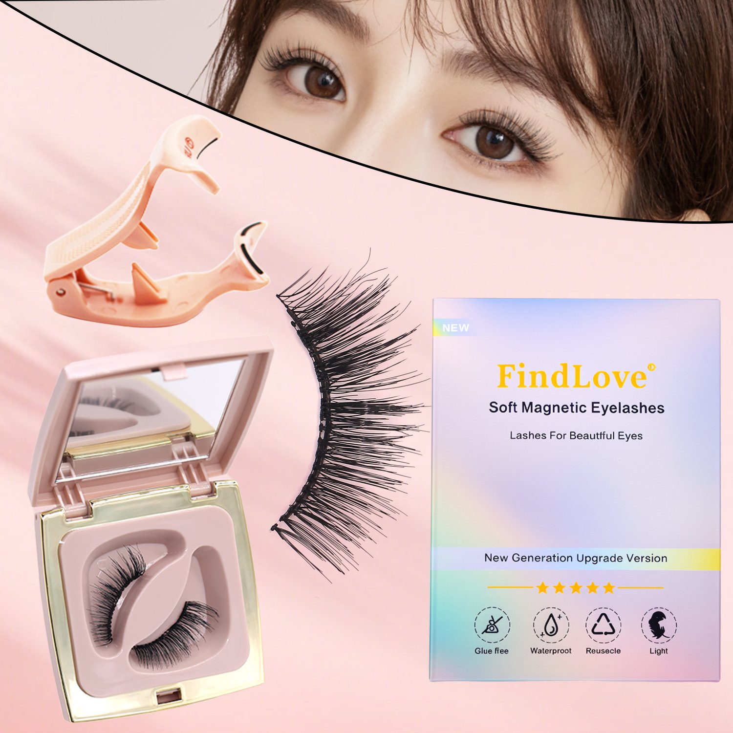 Soft Magnetic Eyelashes(6D Goddess) Natural Soft Set with Applicator High Quality Premium Materials Reusable 3D Soft Magnetic False Eyelashes - Image 11