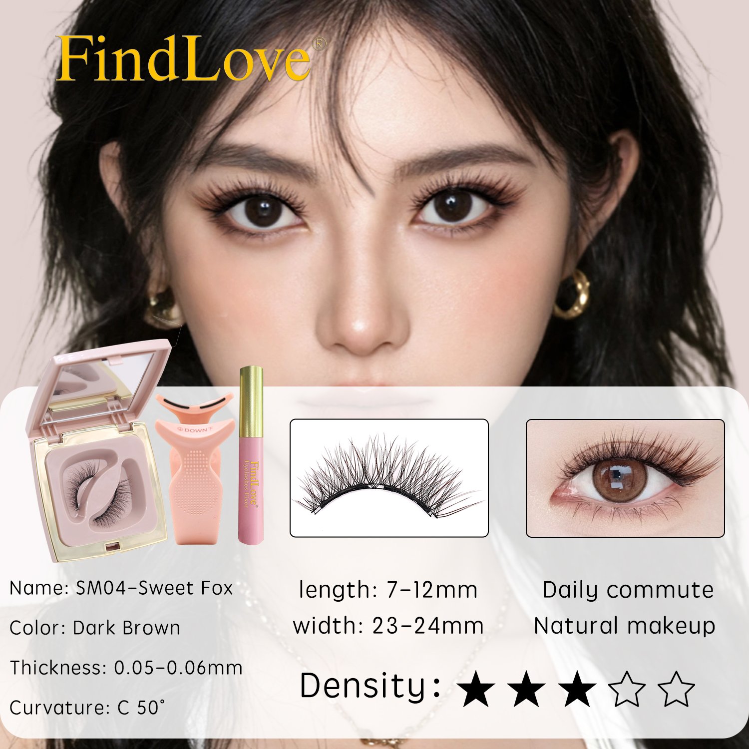 Soft Magnetic Eyelashes(Sweet Fox) Set with Applicator Dark Brown High Quality Premium Materials Natural Soft Reusable 3D Soft Magnetic False Eyelashes - Image 12