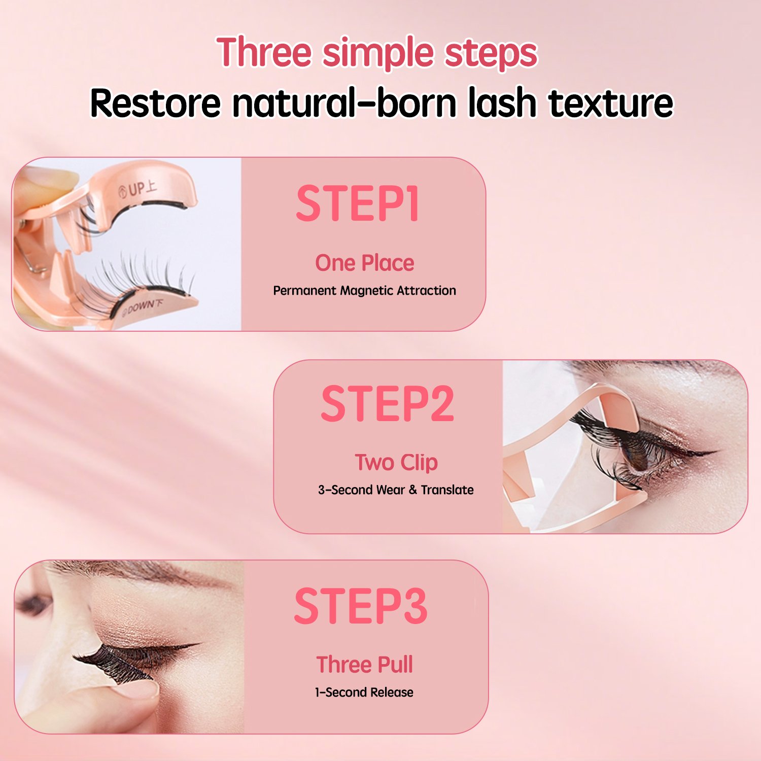 Soft Magnetic Eyelashes(Feather Fan) Natural Soft Set with Applicator High Quality Premium Materials Reusable 3D Soft Magnetic False Eyelashes - Image 3