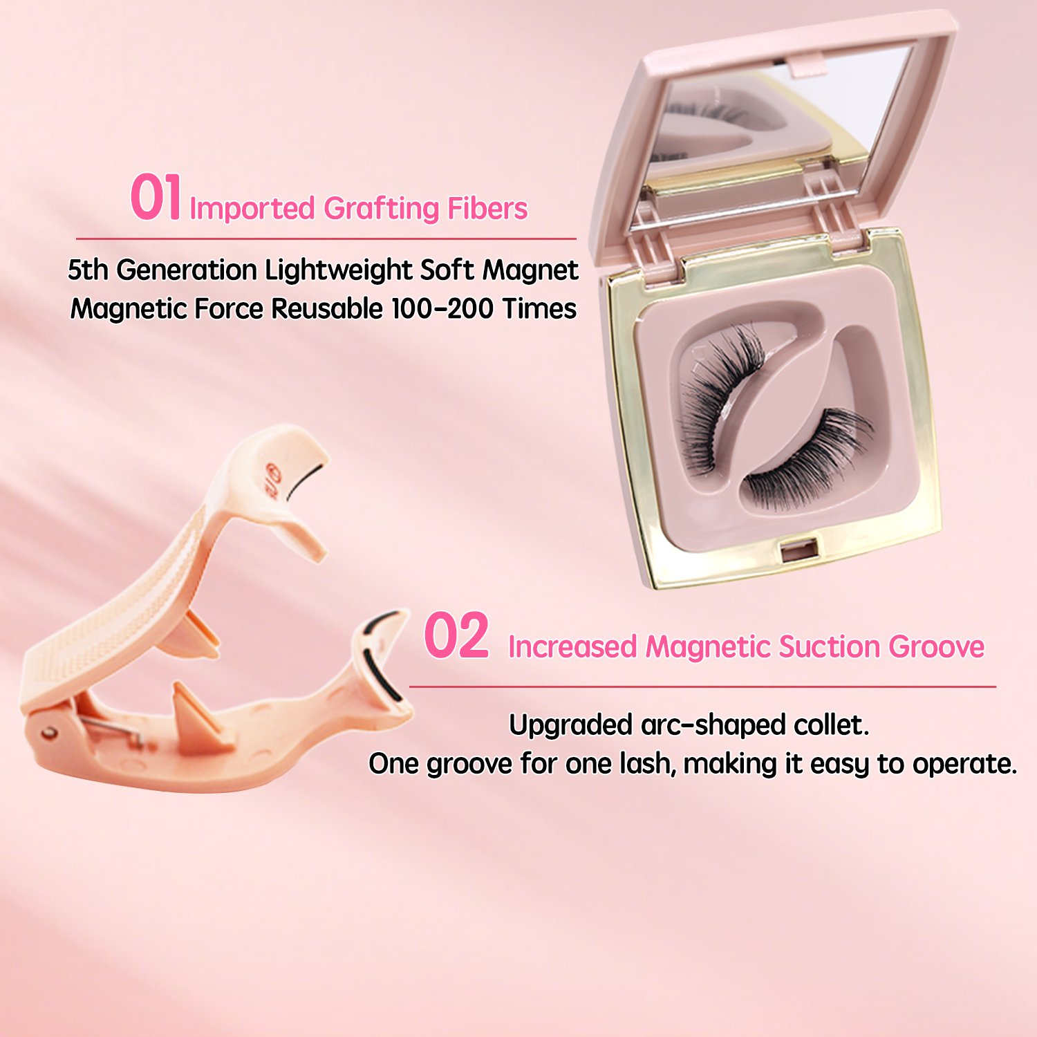 Soft Magnetic Eyelashes(6D Goddess) Natural Soft Set with Applicator High Quality Premium Materials Reusable 3D Soft Magnetic False Eyelashes - Image 3