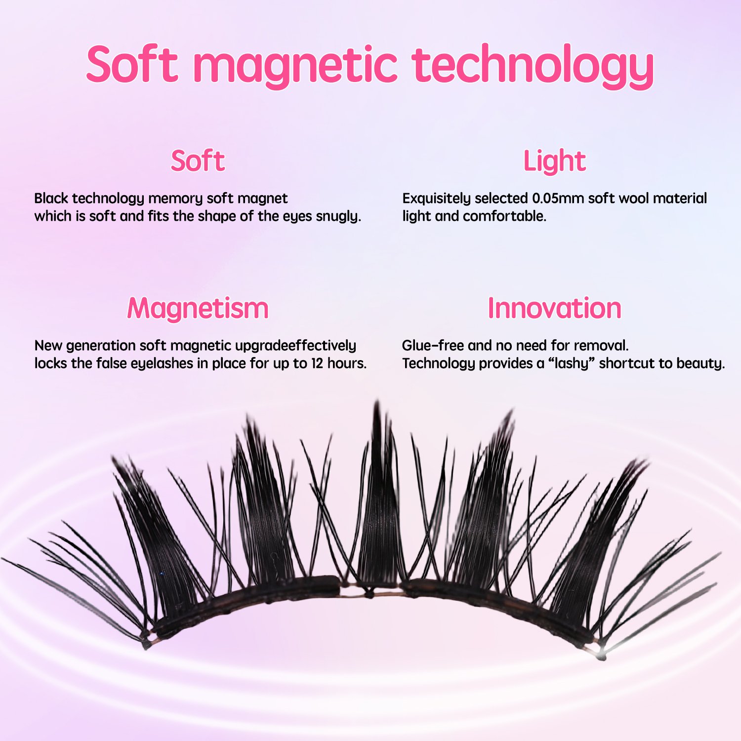 FindLove Soft Magnetic Eyelashes Kit with Applicator (Souffle) Glue-free Natural Soft High Quality Premium Material Soft Magnetic Eyelash Extension Reusable 3D Soft Magnetic Lashes - Image 3