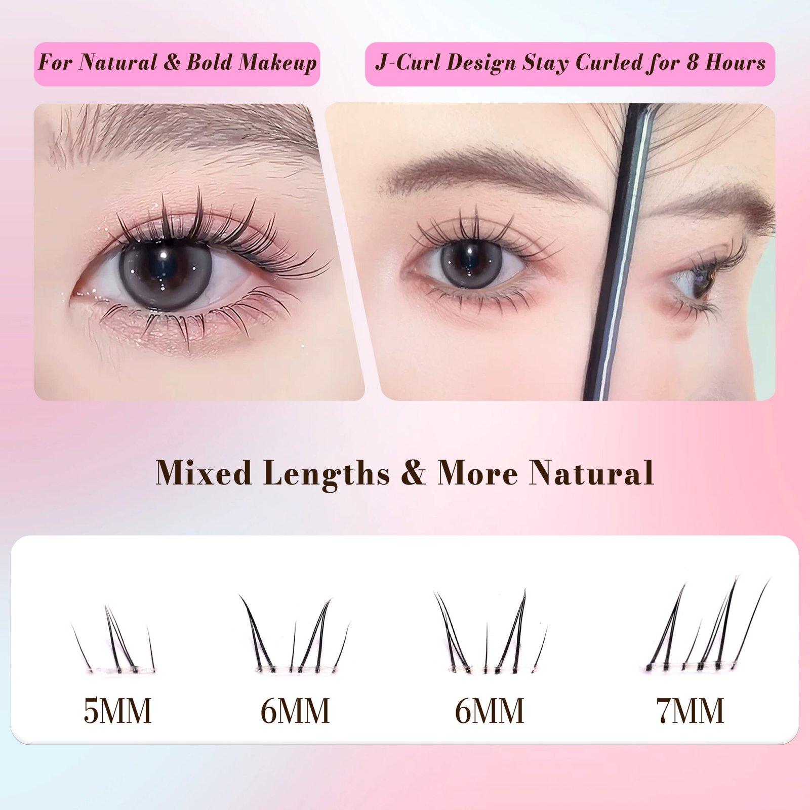 Lower Lashes Press-on Lashes Pre-Bond Technology No Glue Needed DIY Eyelash Kit 1-Step Press On Lashes Reusable Glue Free Long Lasting Self-adhesive Eyelashes
- Image 3