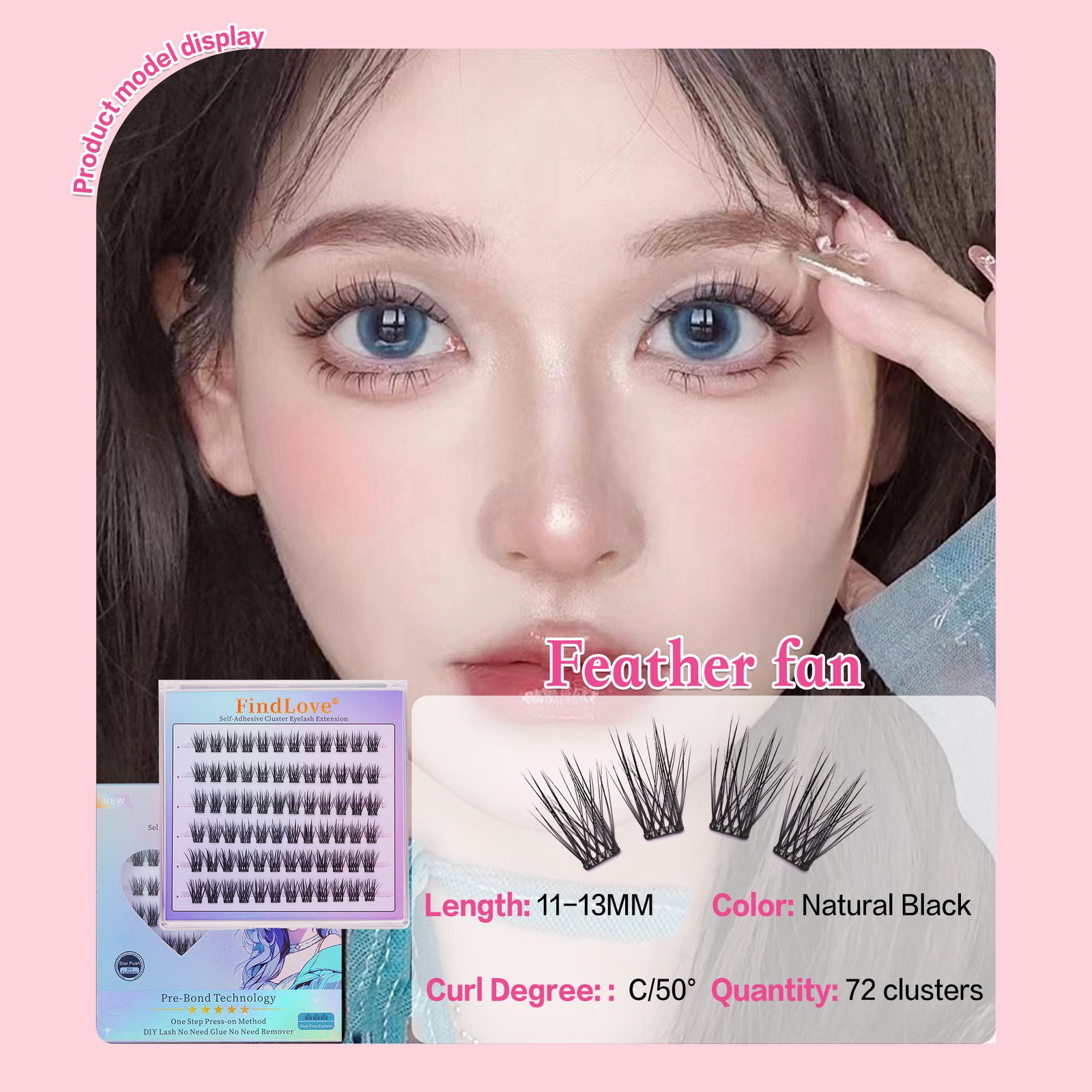 Press-on Lashes Pre-Bond Technology Lashes Reusable Natural Soft Premium Materials 1-Step Press On Lashes Segmented Glue Free Long Lasting self-adhesive Lashes - Image 11
