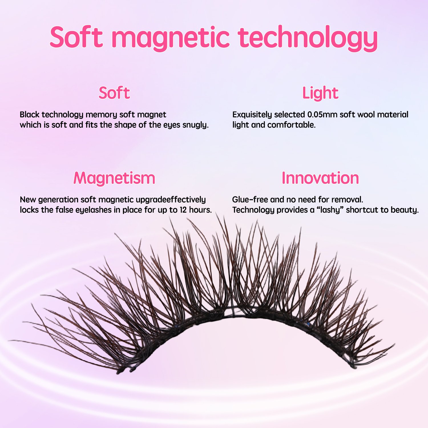 FindLove Soft Magnetic Eyelashes Brown Sweet Fox Comic Lashes Natural Soft High Quality Premium Material Eyelash Extension Reusable 3D Soft Magnetic Lashes - Image 3