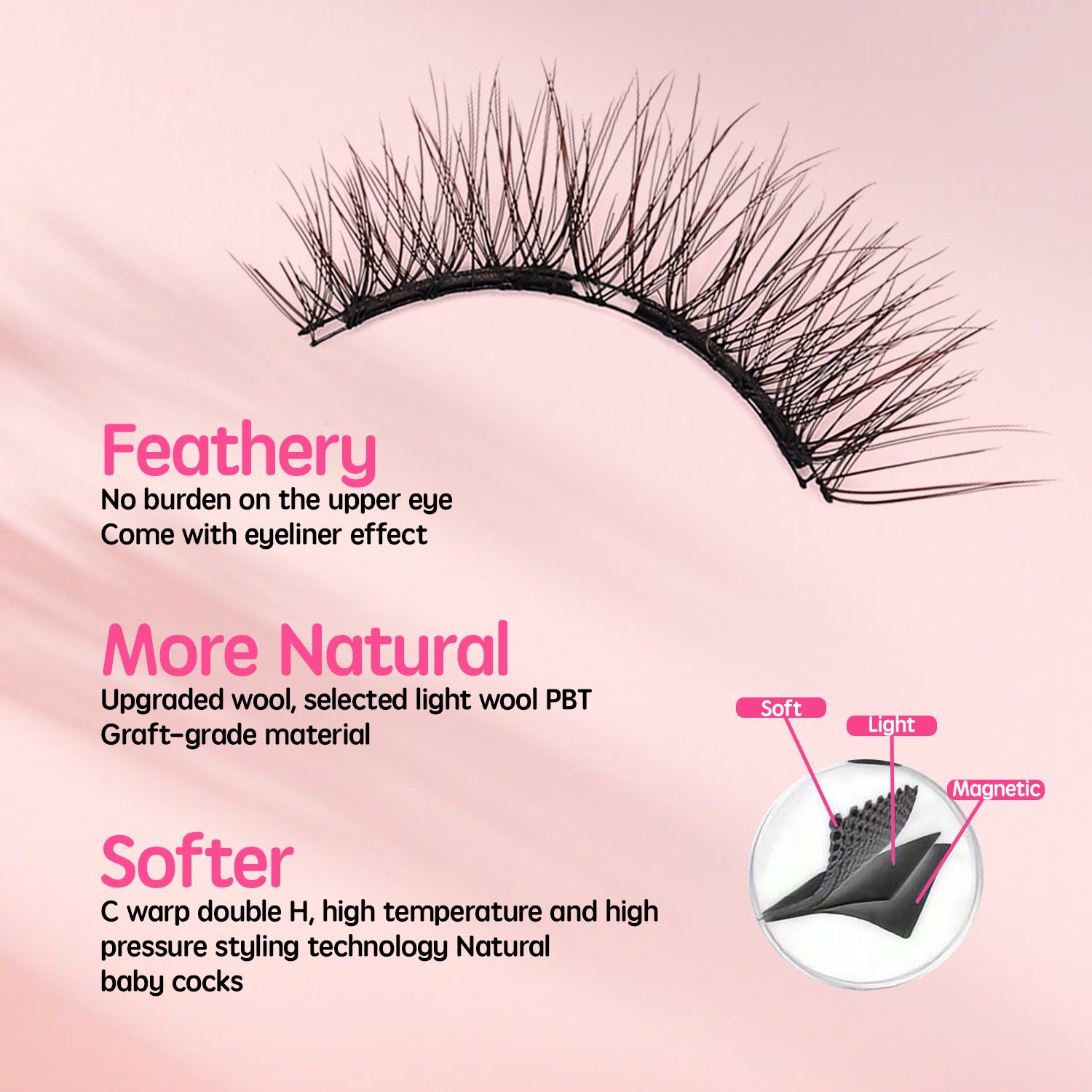 Soft Magnetic Eyelashes(Sweet Fox) Set with Applicator Dark Brown High Quality Premium Materials Natural Soft Reusable 3D Soft Magnetic False Eyelashes - Image 4