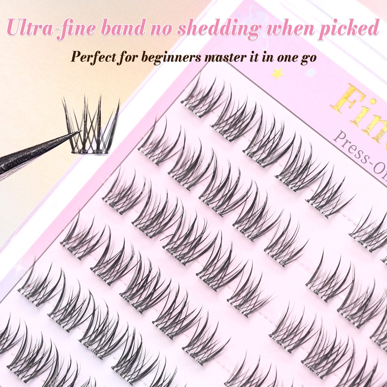 Press-on Lashes Pre-Bond Technology Glue-free 1-Step Press On Lashes Premium Materials Natural Soft Reusable Long Lasting Segmented DIY Adehesive Eyelashes - Image 3