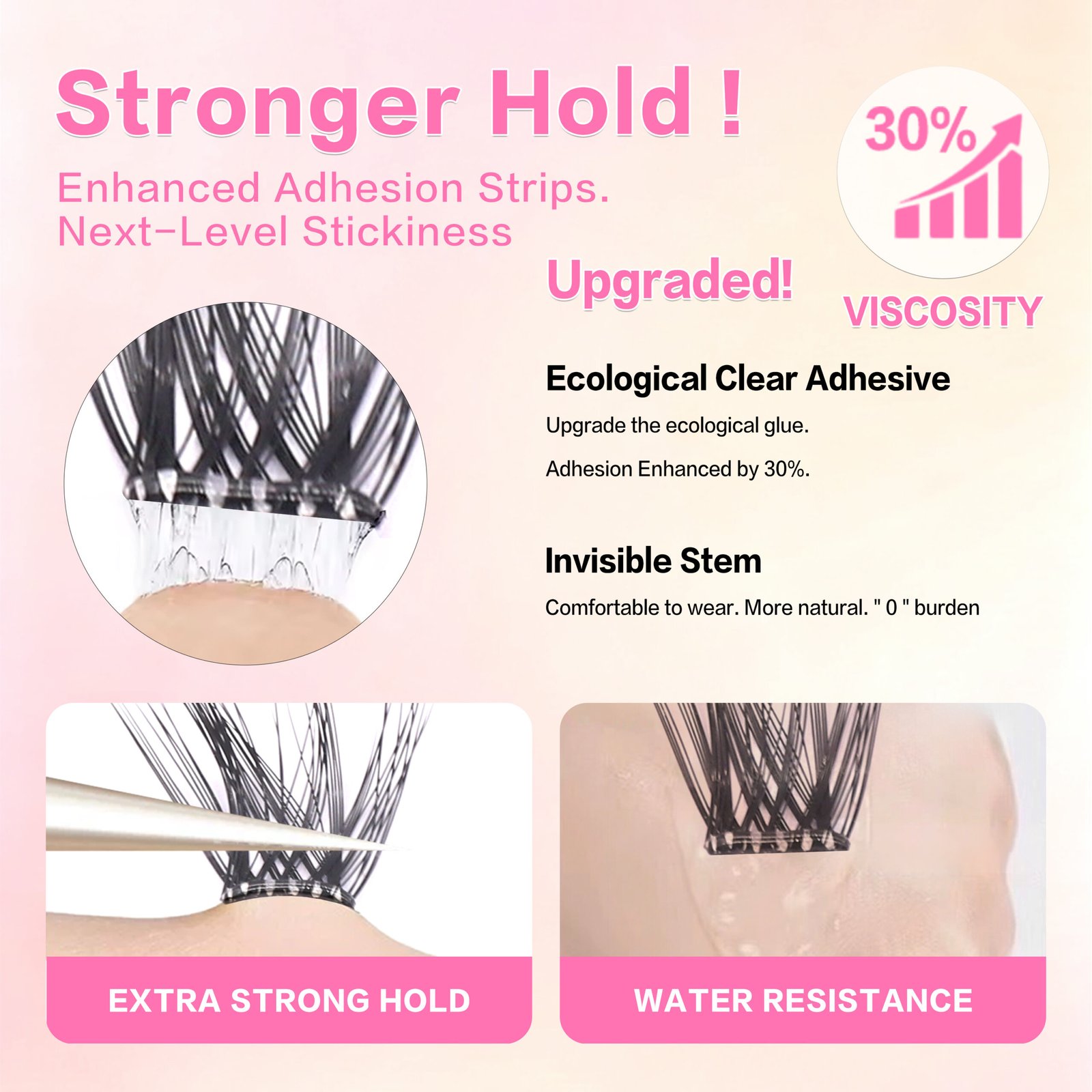 Self-adhesive Eyelash Pre-bond Technology 1-Step Press-on lashes Glue-free Long Lasting Premium PBT Materials Natural Soft Reusable Press-on lashes - Image 3