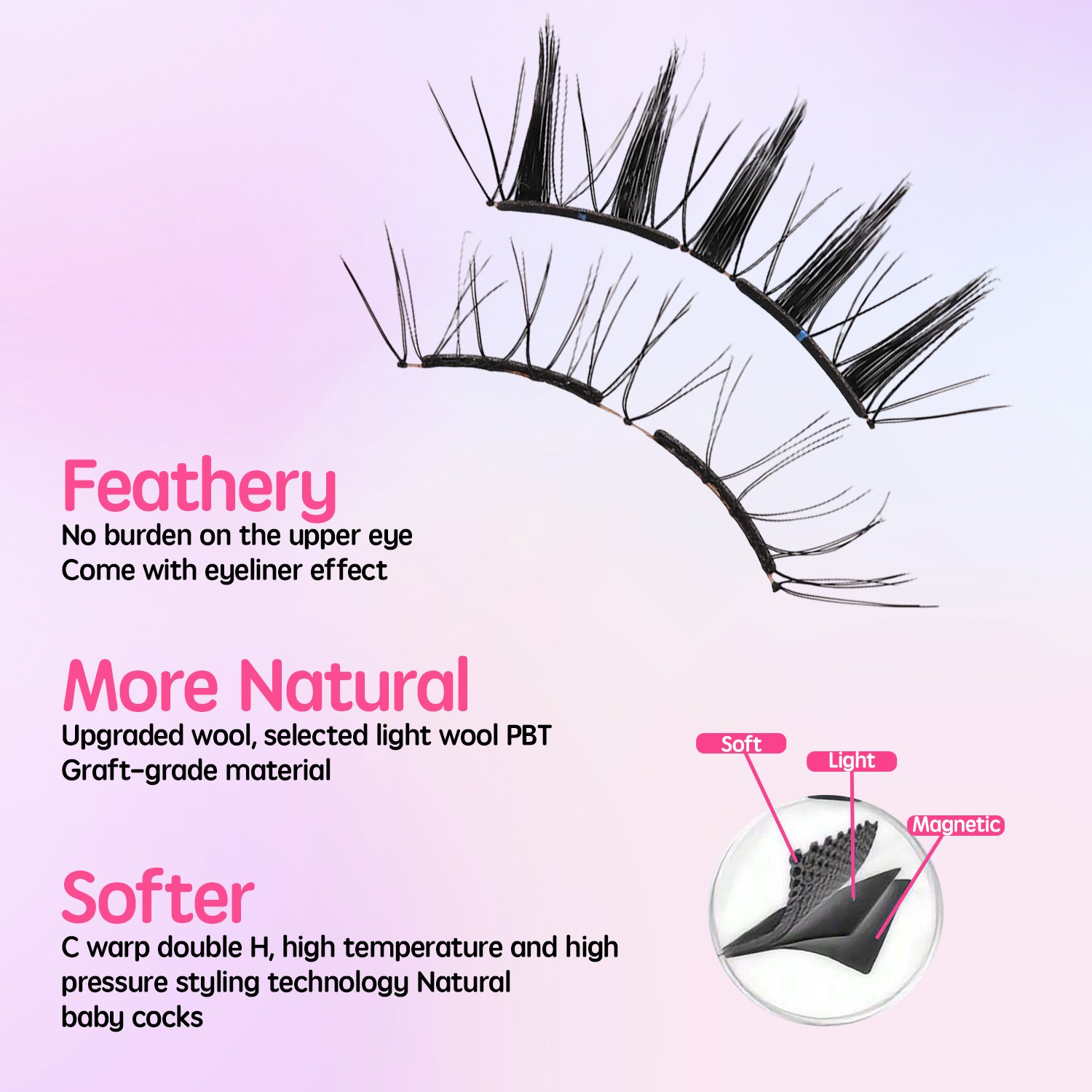 FindLove Soft Magnetic Eyelashes Kit with Applicator (Souffle) Glue-free Natural Soft High Quality Premium Material Soft Magnetic Eyelash Extension Reusable 3D Soft Magnetic Lashes - Image 4
