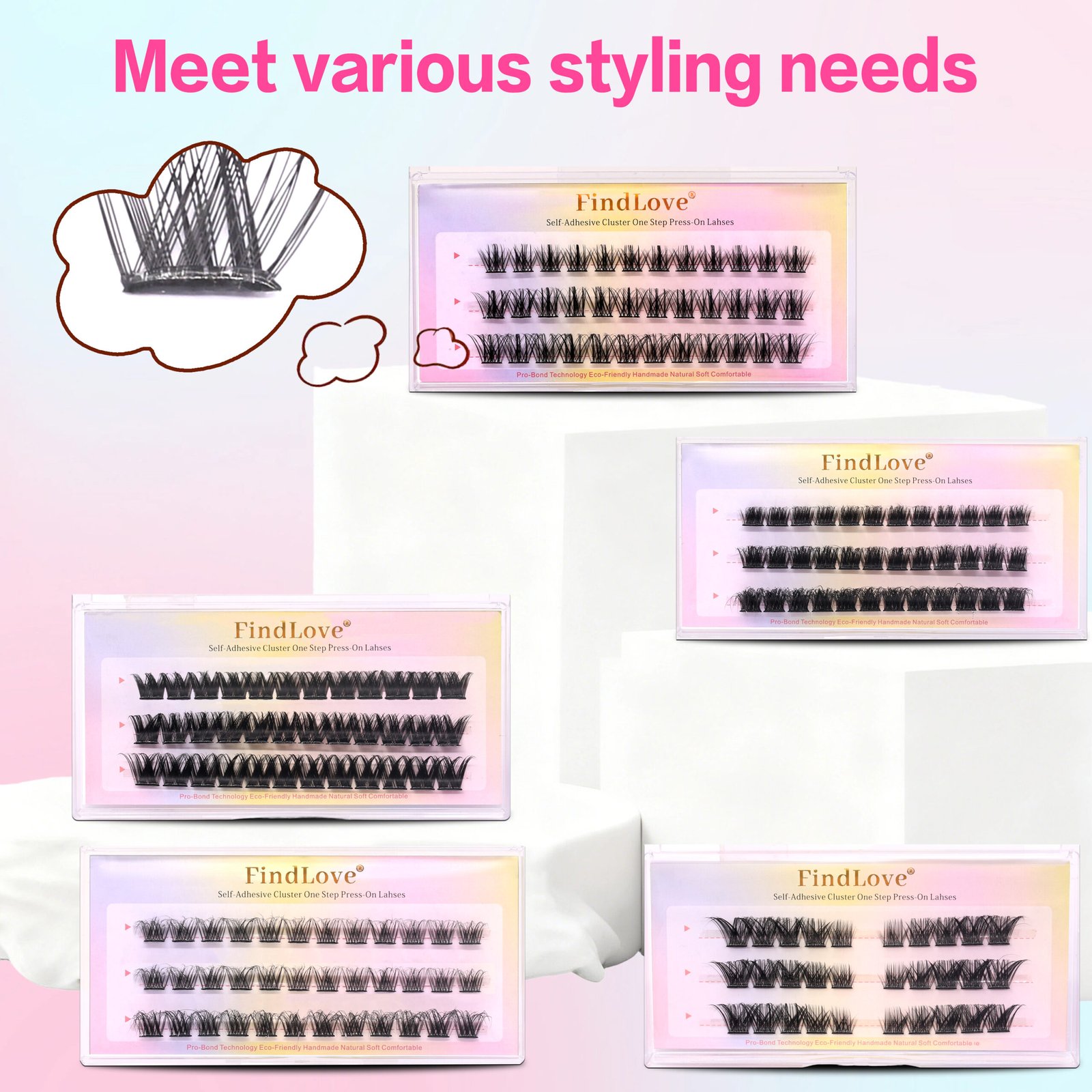 Self-adhesive Eyelashes Pre-Bond Technology 1-Step Press On Lashes Reusable Natural Segment DIY Eyelash Kit Glue Free Long Lasting Self-adhesive Lash - Image 4