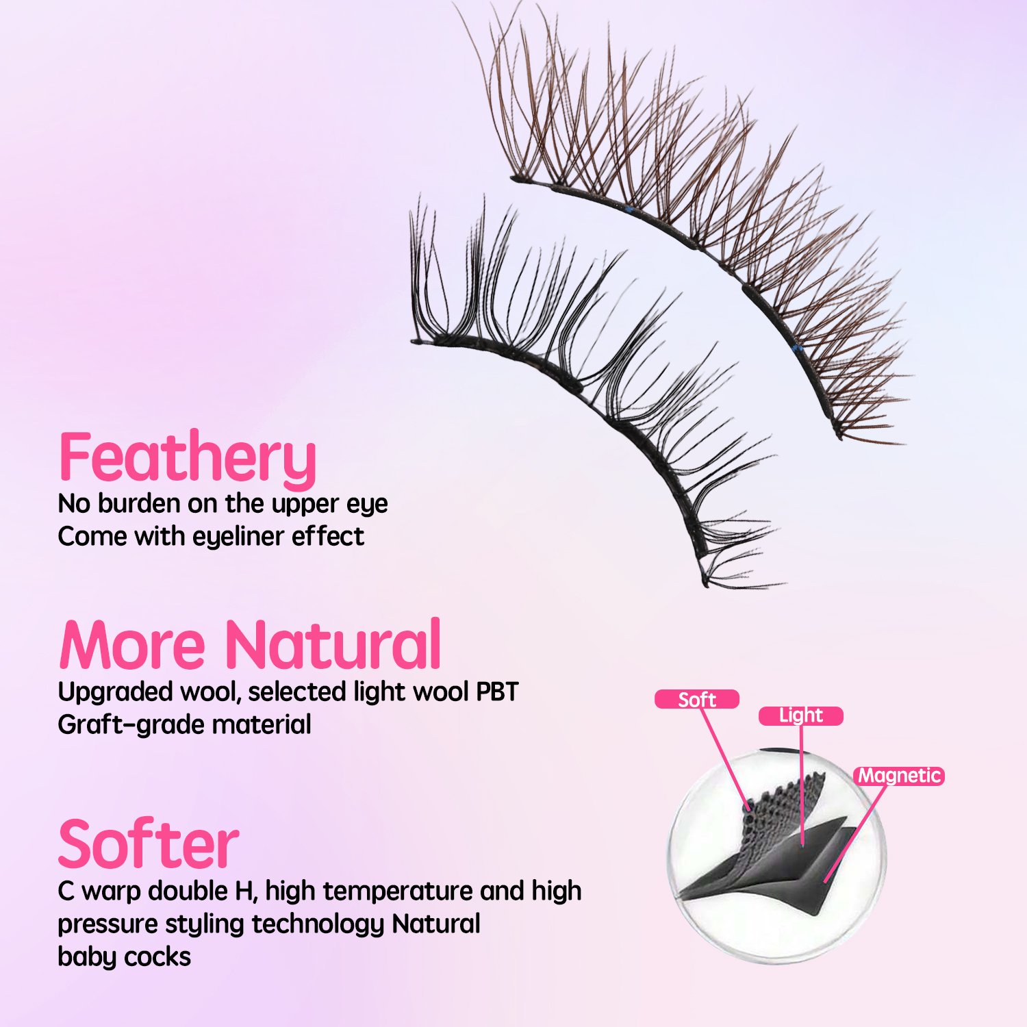 FindLove Soft Magnetic Eyelashes Brown Sweet Fox Comic Lashes Natural Soft High Quality Premium Material Eyelash Extension Reusable 3D Soft Magnetic Lashes - Image 4