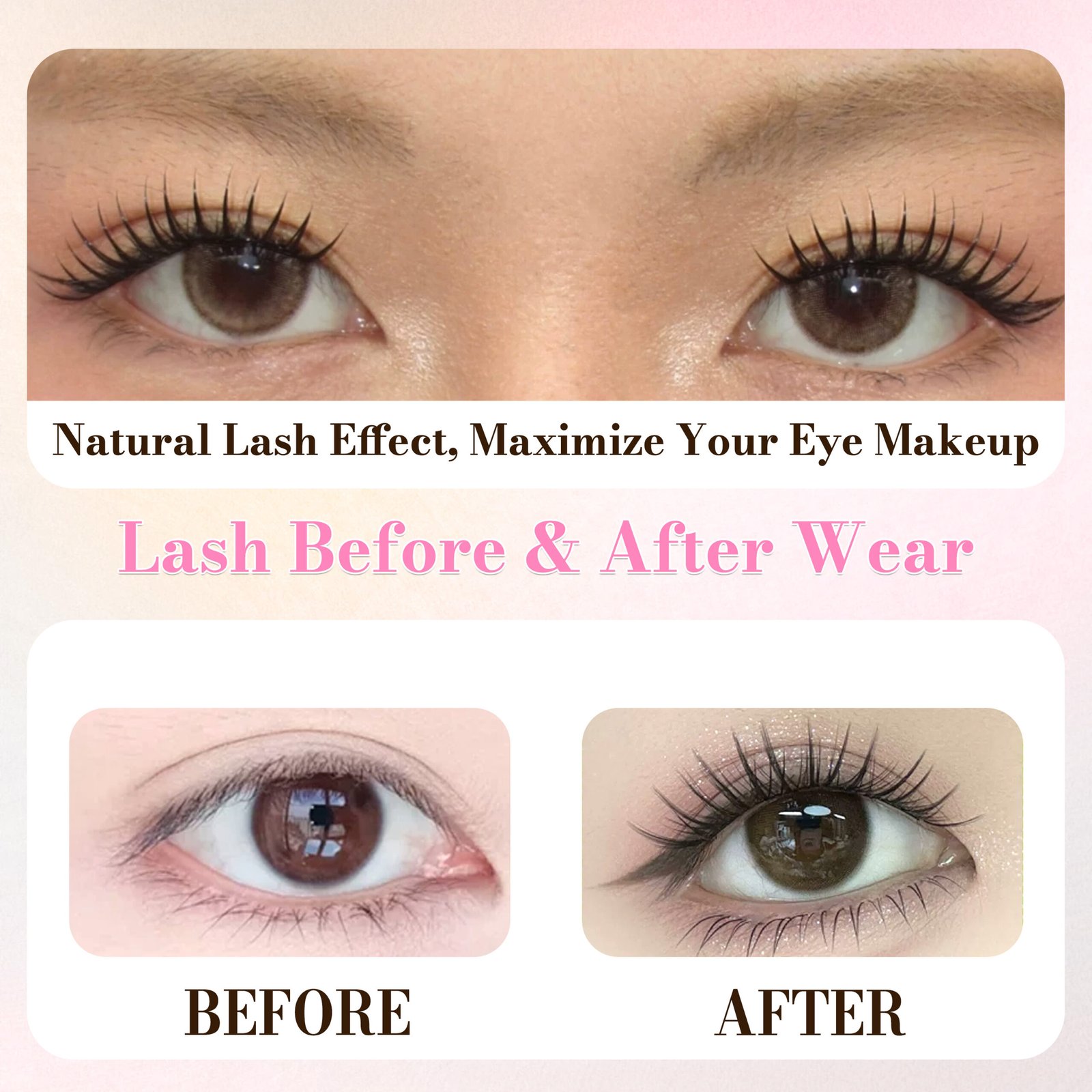 Press-on Lashes Pre-Bond Technology Glue-free 1-Step Press On Lashes Premium Materials Natural Soft Reusable Long Lasting Segmented DIY Adehesive Eyelashes - Image 5