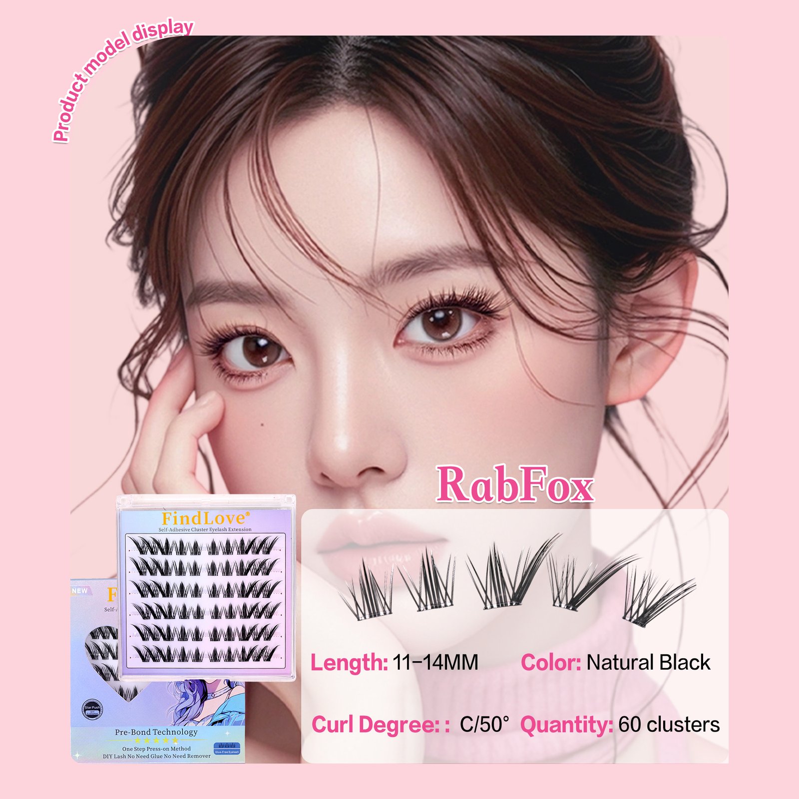 Press-on Lashes Pre-Bond Technology Lashes Reusable Natural Soft Premium Materials 1-Step Press On Lashes Segmented Glue Free Long Lasting self-adhesive Lashes - Image 10