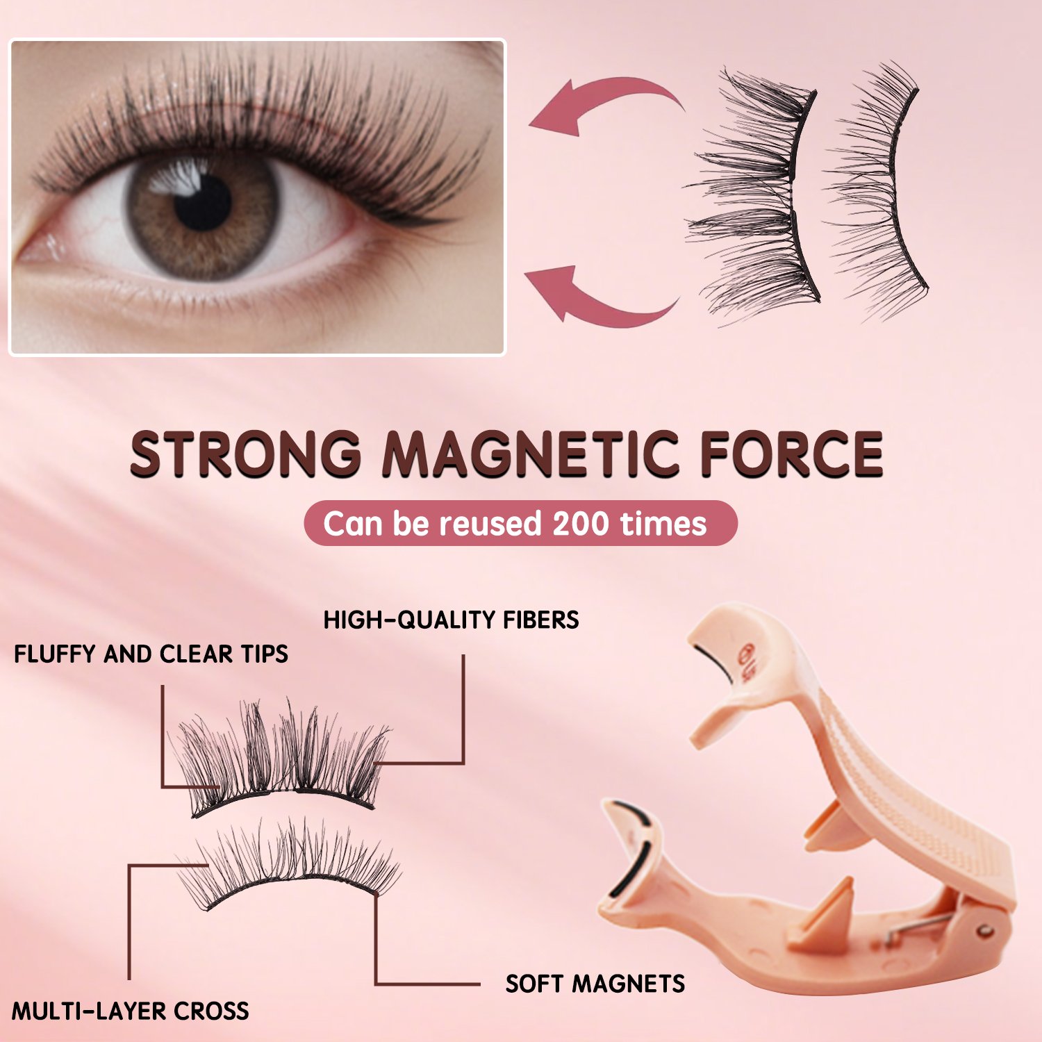 Soft Magnetic Eyelashes(6D Goddess) Natural Soft Set with Applicator High Quality Premium Materials Reusable 3D Soft Magnetic False Eyelashes - Image 7