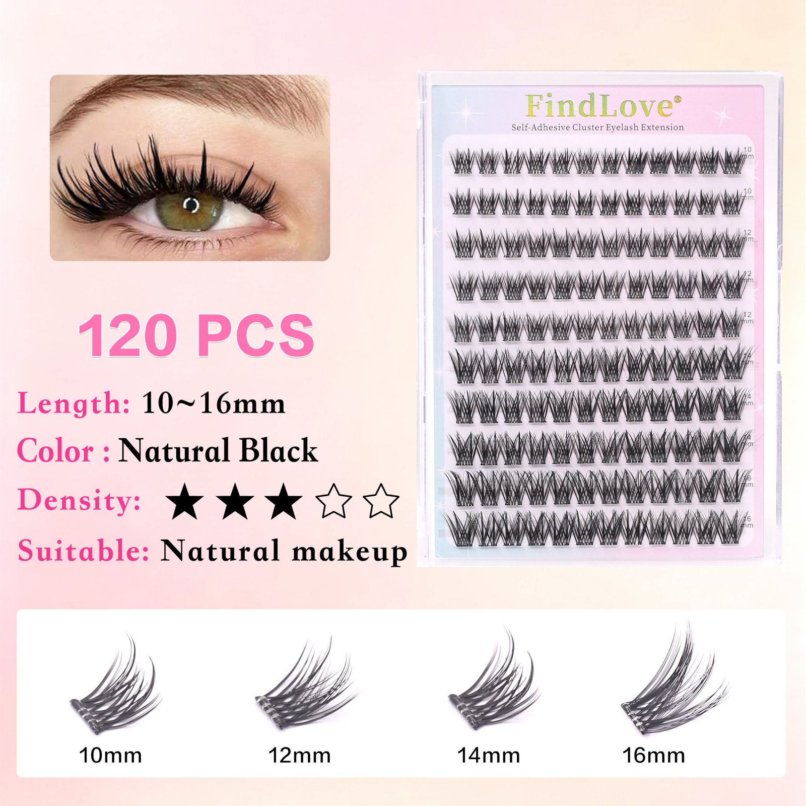 Self-adhesive Eyelash Pre-bond Technology 1-Step Press-on lashes Glue-free Long Lasting Premium PBT Materials Natural Soft Reusable Press-on lashes - Image 6