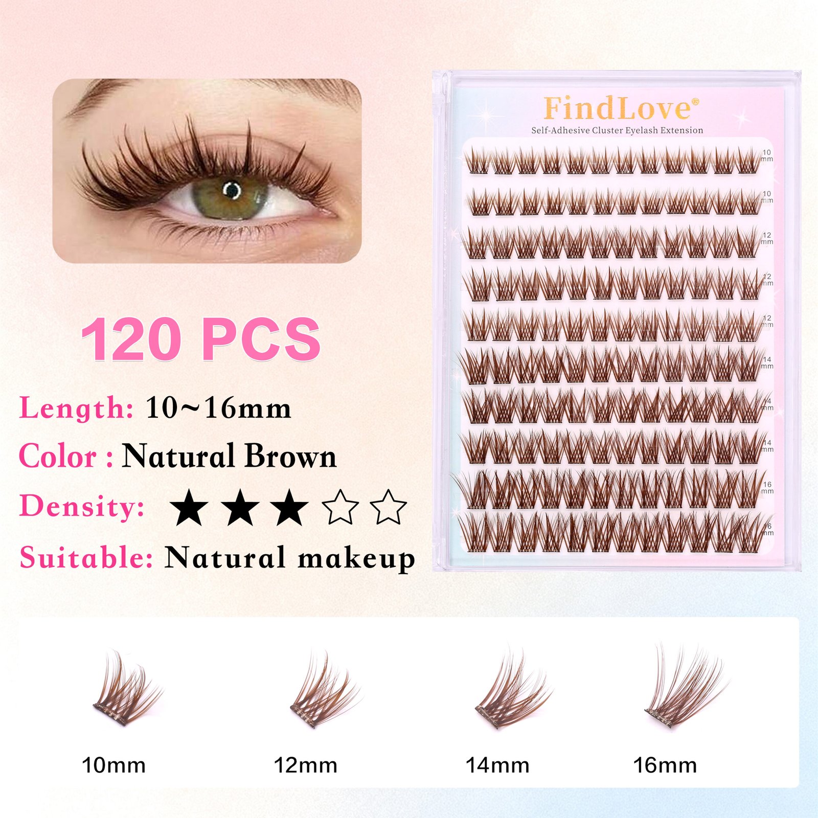 Self-adhesive Eyelash (Brown Color) Pre-bond Technology 1-Step Press-on lashes Glue-free Long Lasting Premium PBT Materials Natural Soft Reusable Press-on lashe - Image 6