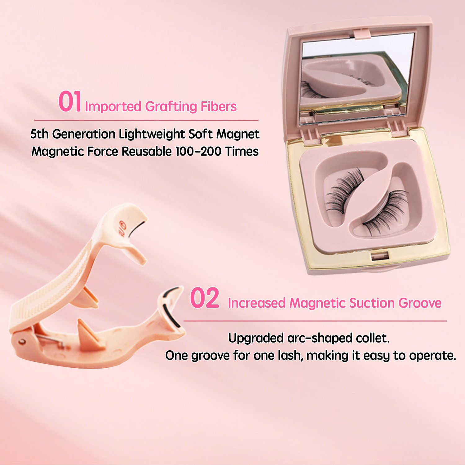 Soft Magnetic Eyelashes(Feather Fan) Natural Soft Set with Applicator High Quality Premium Materials Reusable 3D Soft Magnetic False Eyelashes - Image 9