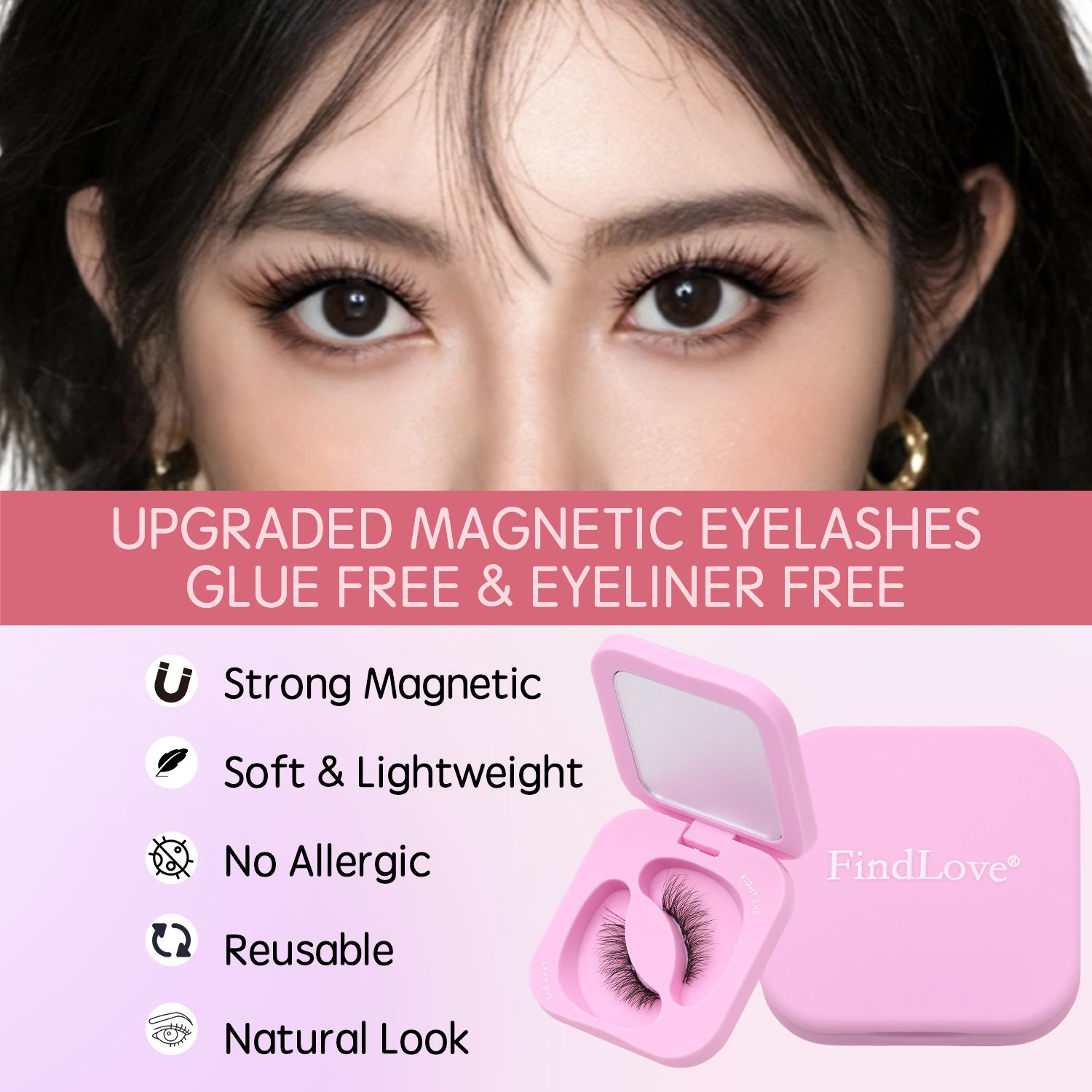 FindLove Soft Magnetic Eyelashes Brown Sweet Fox Comic Lashes Natural Soft High Quality Premium Material Eyelash Extension Reusable 3D Soft Magnetic Lashes - Image 8