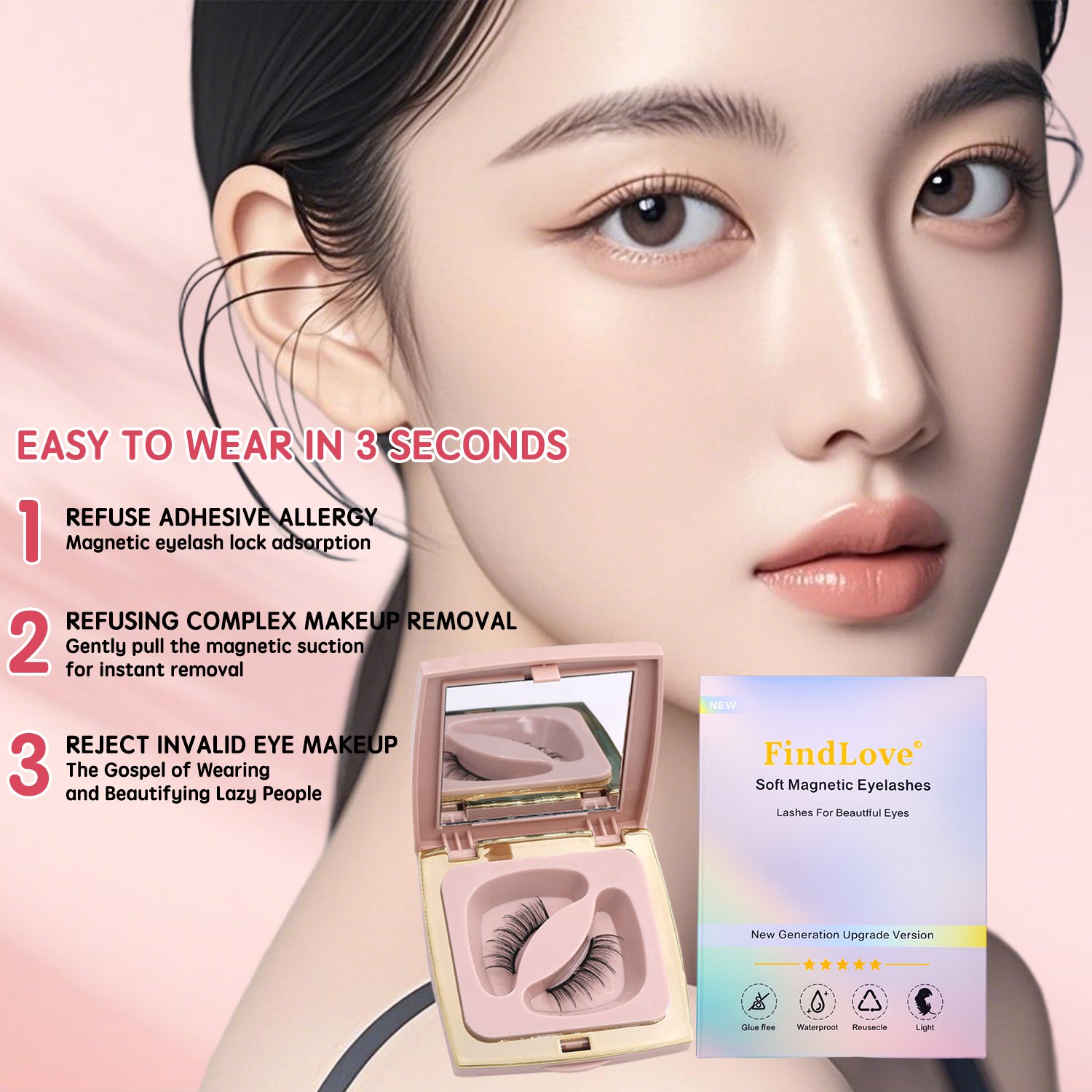 Soft Magnetic Eyelashes(Feather Fan) Natural Soft Set with Applicator High Quality Premium Materials Reusable 3D Soft Magnetic False Eyelashes - Image 10