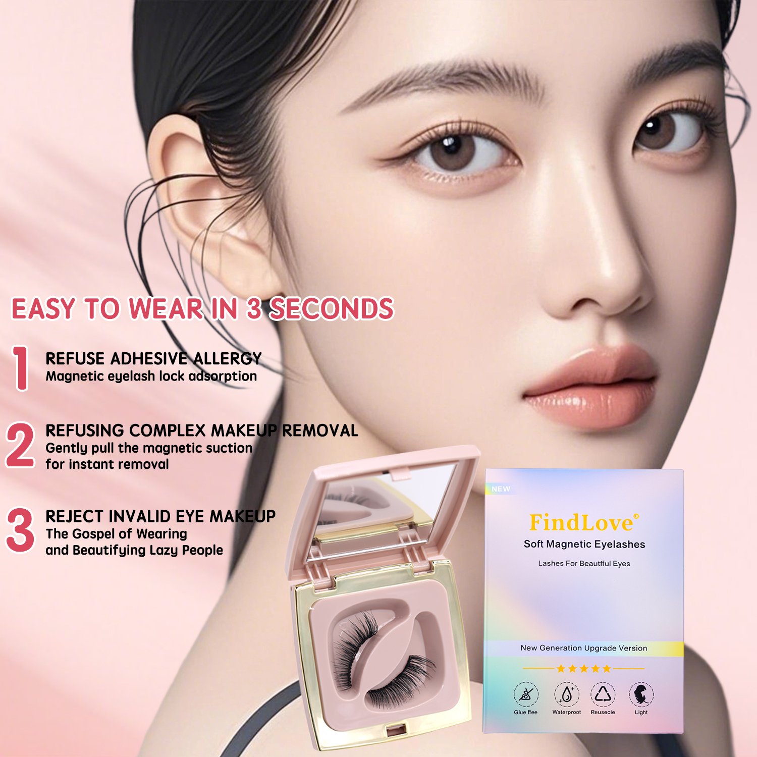 Soft Magnetic Eyelashes(6D Goddess) Natural Soft Set with Applicator High Quality Premium Materials Reusable 3D Soft Magnetic False Eyelashes - Image 9