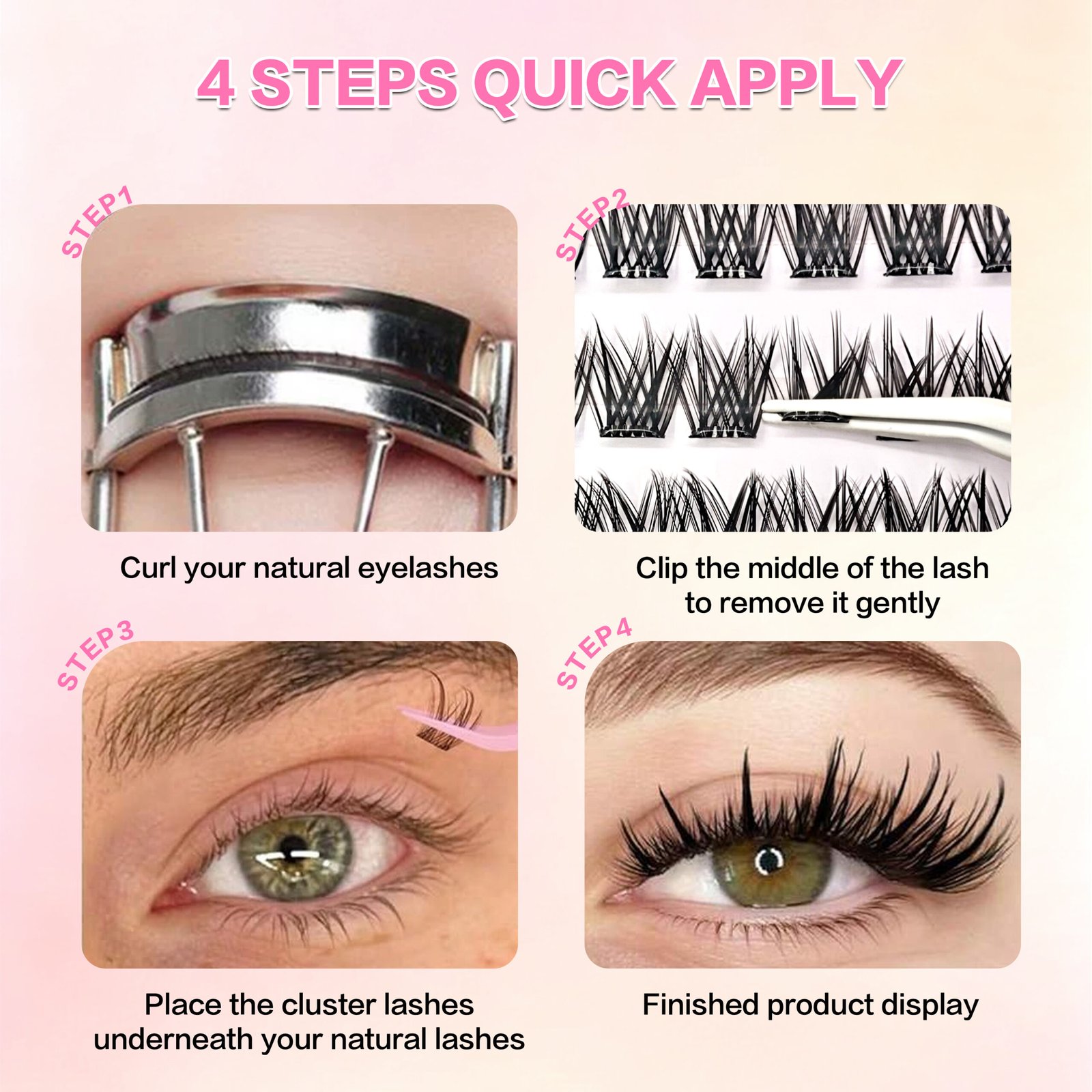 Self-adhesive Eyelash Pre-bond Technology 1-Step Press-on lashes Glue-free Long Lasting Premium PBT Materials Natural Soft Reusable Press-on lashes - Image 8