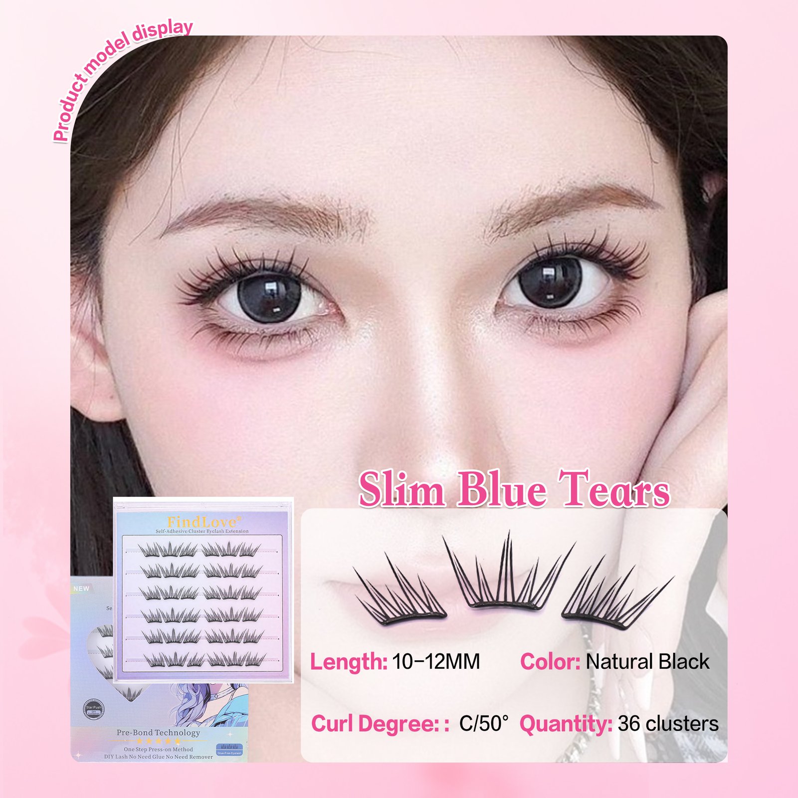 Press-on Lashes Pre-Bond Technology Lashes Reusable Natural Soft Premium Materials 1-Step Press On Lashes Segmented Glue Free Long Lasting self-adhesive Lashes - Image 8