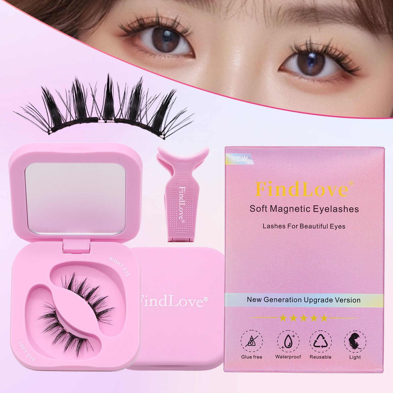 FindLove Soft Magnetic Eyelashes Kit with Applicator (Souffle) Glue-free Natural Soft High Quality Premium Material Soft Magnetic Eyelash Extension Reusable 3D Soft Magnetic Lashes - Image 10