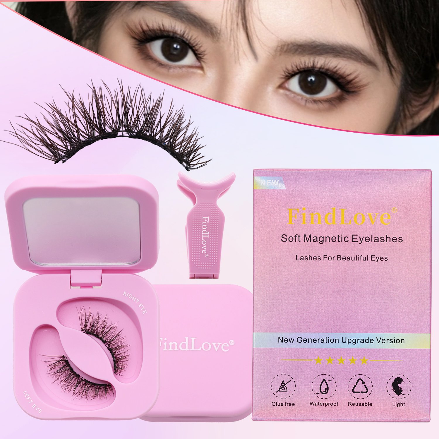 FindLove Soft Magnetic Eyelashes Brown Sweet Fox Comic Lashes Natural Soft High Quality Premium Material Eyelash Extension Reusable 3D Soft Magnetic Lashes - Image 10