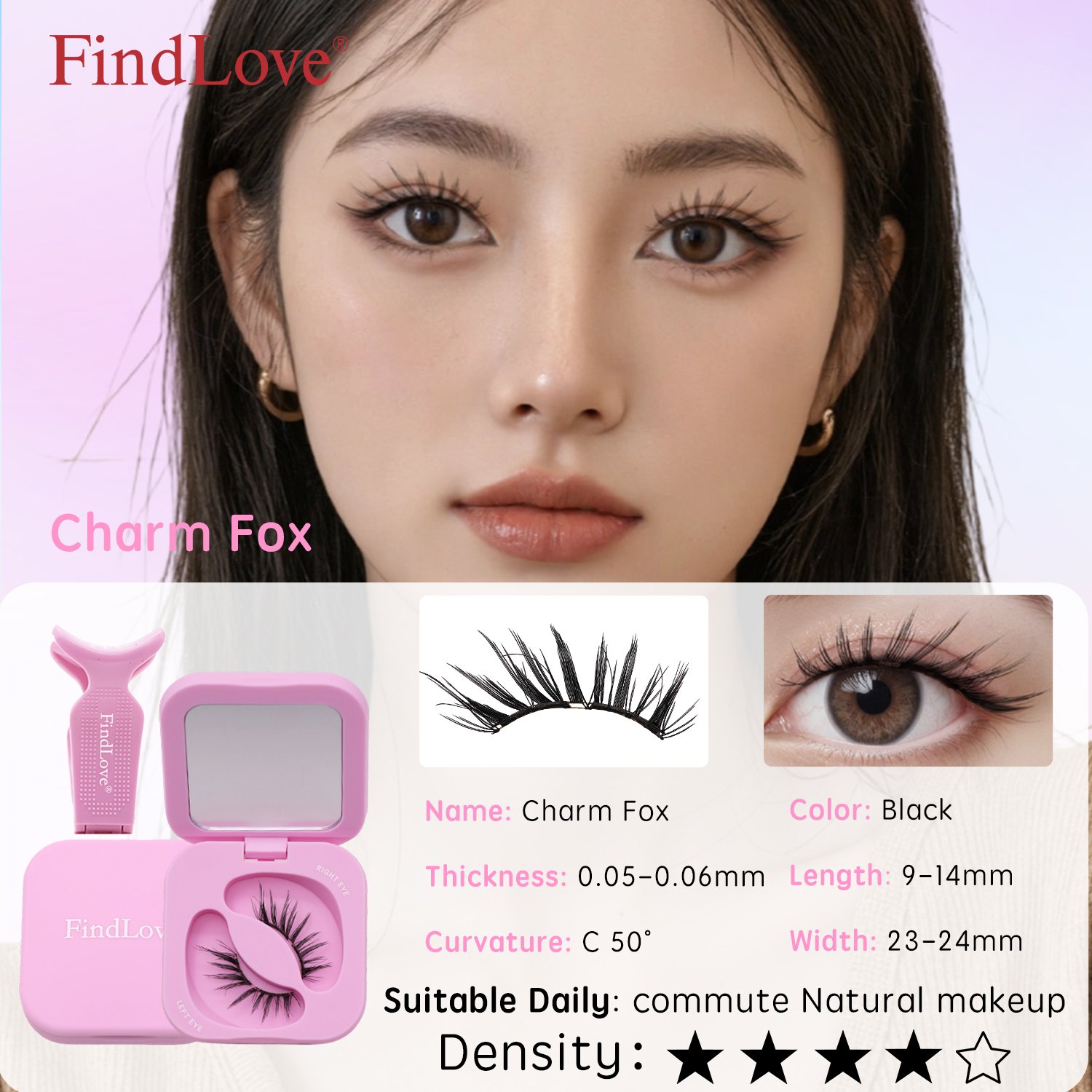 Soft Magnetic Eyelashes Kit with Applicator (Charm Fox) Glue-free Magnetic Lashes Natural Soft Hightail Quality Premium Material Eyelash Extension Reusable 3D Soft Magnetic Lashes - Image 2