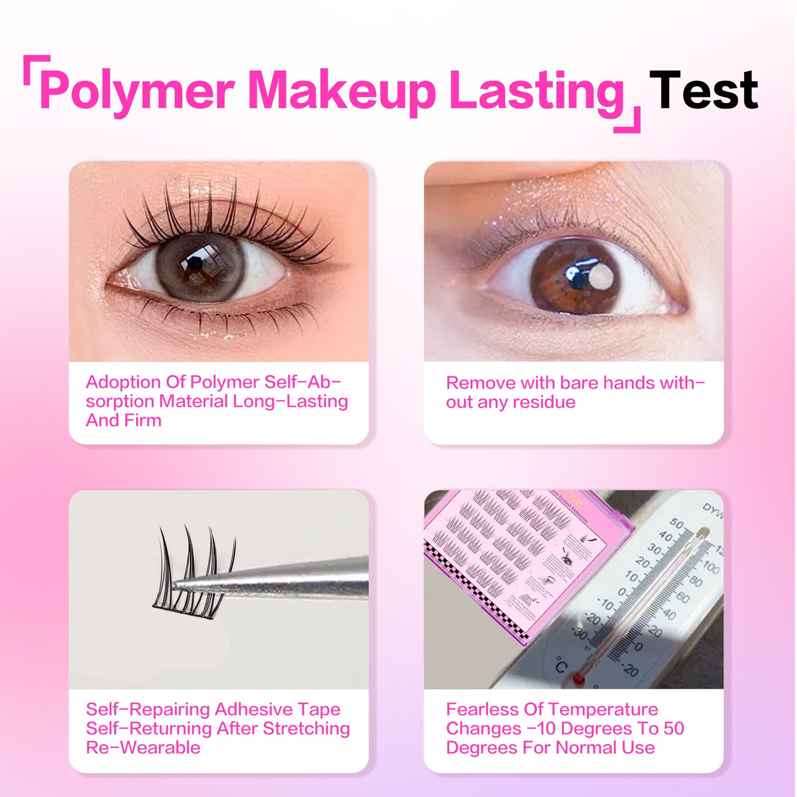 Press-on Lashes (Girl GroupStyle) Pre-bond Technology 1-Step Press-on lashes Glue-free Long Lasting Premium PBT Materials Natural Soft Reusable Self-adhesive Eyelashes - Image 6