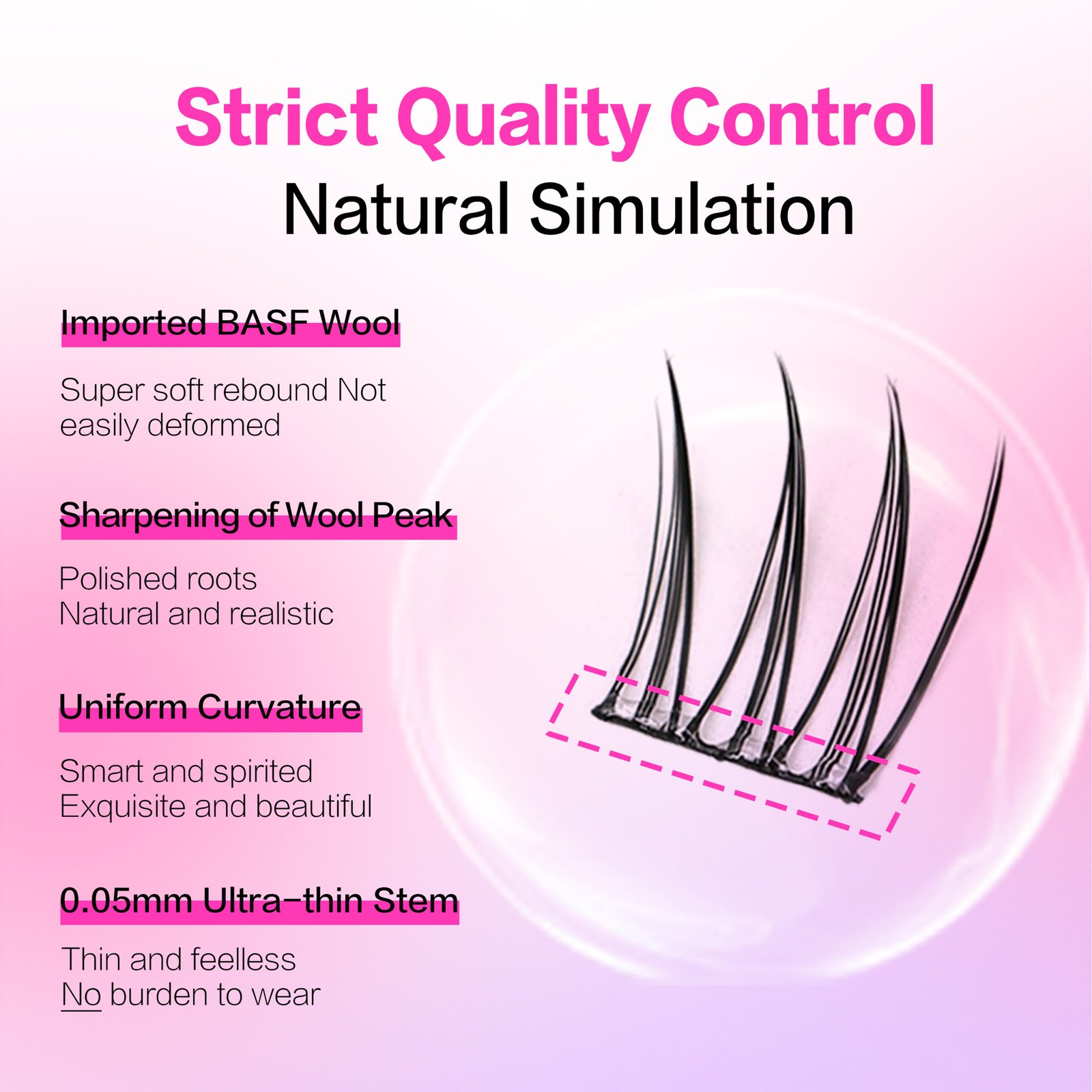 Press-on Lashes (Girl GroupStyle) Pre-bond Technology 1-Step Press-on lashes Glue-free Long Lasting Premium PBT Materials Natural Soft Reusable Self-adhesive Eyelashes - Image 7