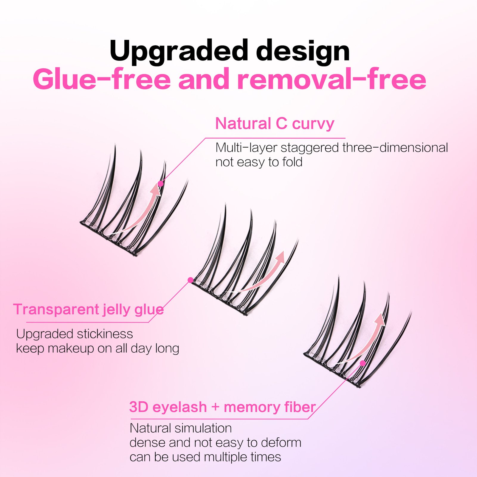 Press-on Lashes (Girl GroupStyle) Pre-bond Technology 1-Step Press-on lashes Glue-free Long Lasting Premium PBT Materials Natural Soft Reusable Self-adhesive Eyelashes - Image 10