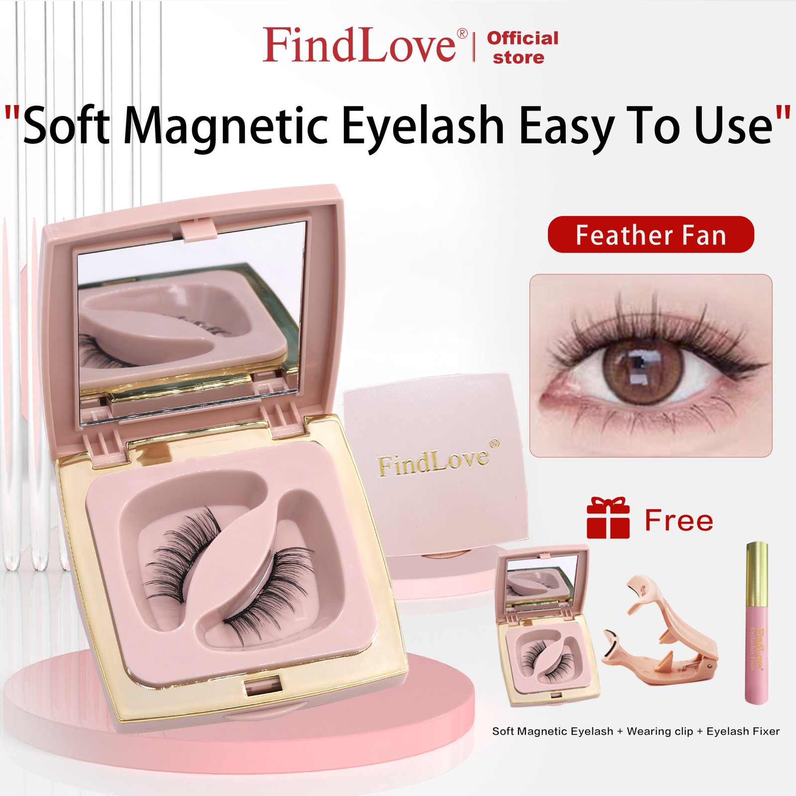 Soft Magnetic Eyelashes(Feather Fan) Natural Soft Set with Applicator High Quality Premium Materials Reusable 3D Soft Magnetic False Eyelashes - Image 2