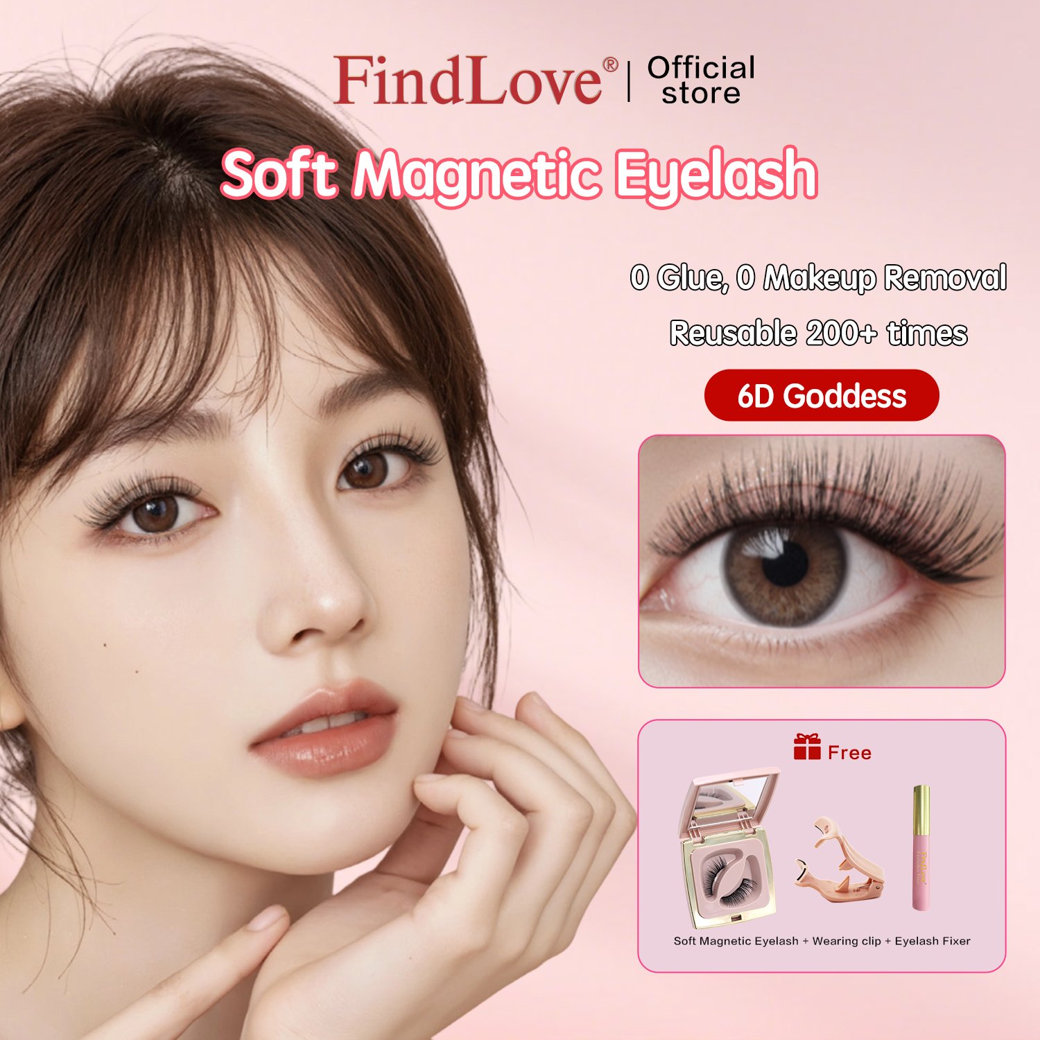Soft Magnetic Eyelashes(6D Goddess) Natural Soft Set with Applicator High Quality Premium Materials Reusable 3D Soft Magnetic False Eyelashes