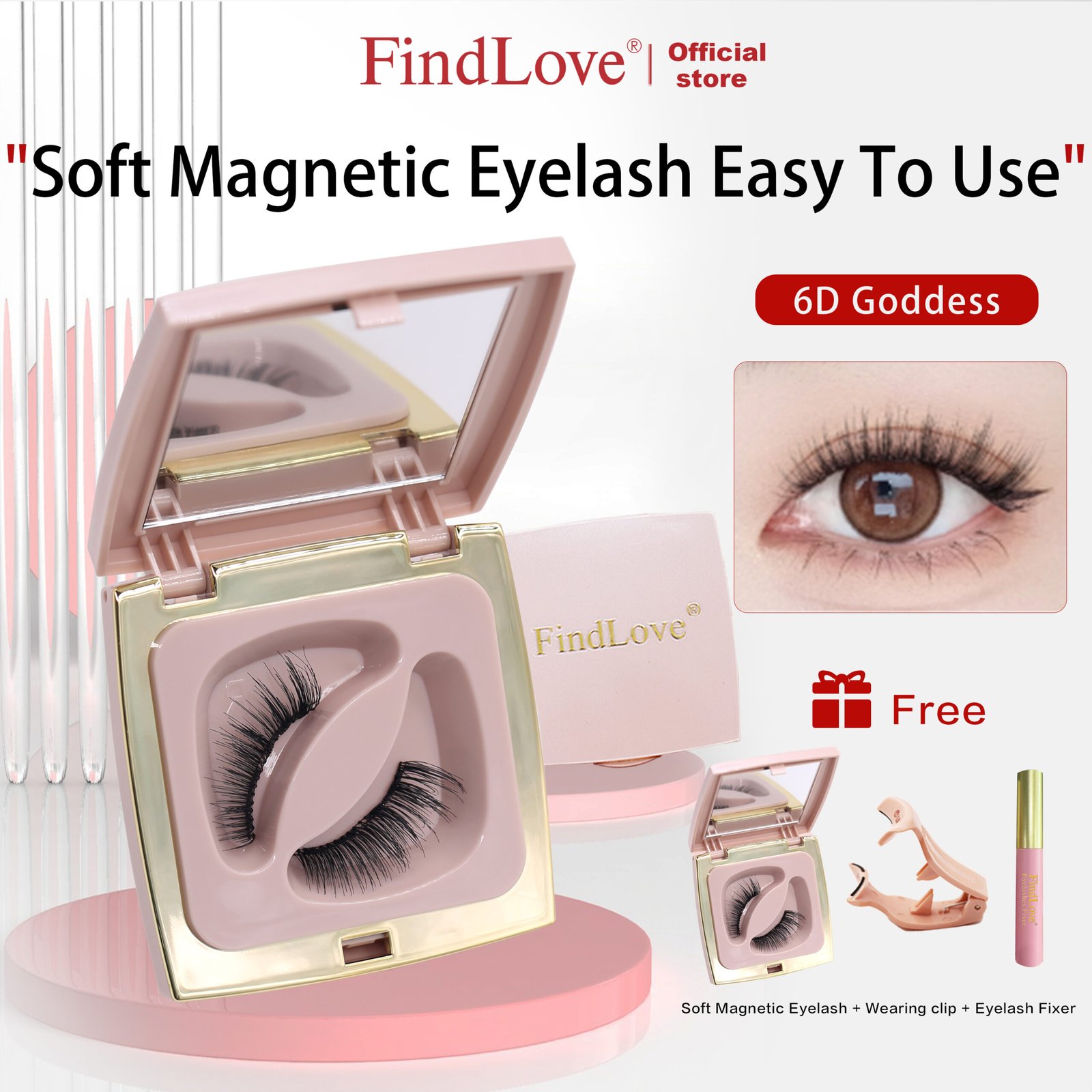 Soft Magnetic Eyelashes(6D Goddess) Natural Soft Set with Applicator High Quality Premium Materials Reusable 3D Soft Magnetic False Eyelashes - Image 2