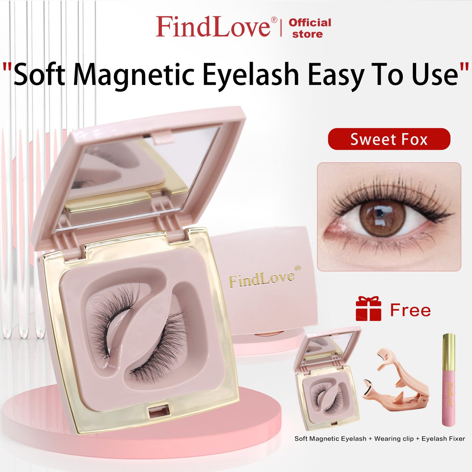 Soft Magnetic Eyelashes(Sweet Fox) Set with Applicator Dark Brown High Quality Premium Materials Natural Soft Reusable 3D Soft Magnetic False Eyelashes - Image 2